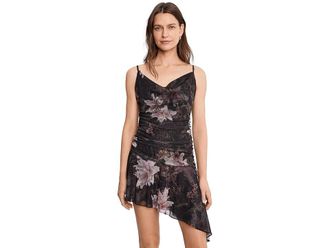 AllSaints Bea Mesh Mini Dress Womens Dress Crystal Black : UK 14 (US Womens 10), Elastane/Polyester