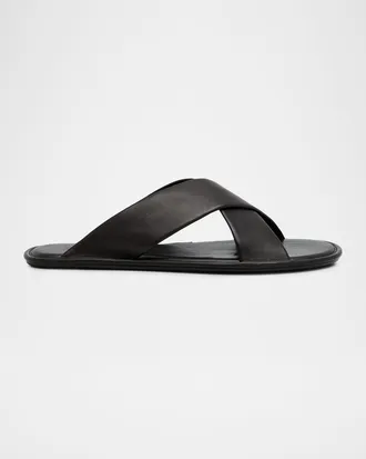 Saint Laurent Carlyle Leather Slide Sandals