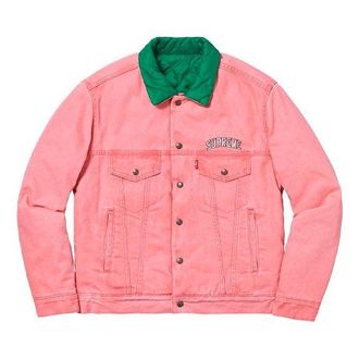 SUPREME FW18 x Levs Quilted Reversible Trucker Jacket Pink SUP-FW18-763