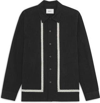 Nn.07 Reed Embroidered Organic Cotton Shirt Jacket in Black at Nordstrom Rack, Size Xx-Large