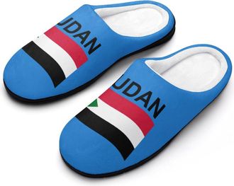 Generic Flag of Sudan Funny Mens Cotton Slippers Soft Non-Slip Rubber Sole House Slipper Indoor Outdoor