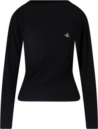Vivienne Westwood Black Viscose Asymmetric Orb T-Shirt
