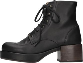 Chie Mihara Leren Enkellaarsjes - Dames - Veterlaarzen - Zwart - 37 EU - Leer - Schoenen