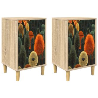 vidaXL Mesa De Noche Bonn 2 Uds. Roble Sonoma 36 X 33 X 60 Cm Vidaxl