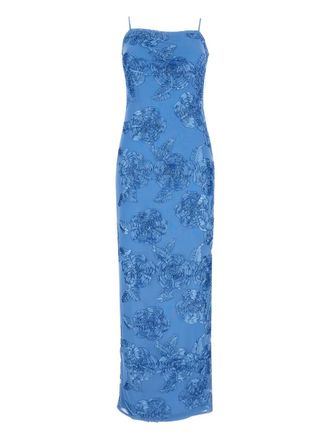 Rotate raised-floral strap maxi dress - women - Polyester/Spandex/Elastane - 40 - Blue