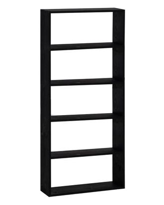 Deco Wood Estanter&iacute;a de madera maciza con 4 estantes negro 80,2x179,6cm