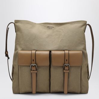 Prada Khaki Prada Route canvas and leather crossbody bag