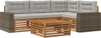 vidaXL Conjunto De Sof&aacute;s De Exterior 5 Uds. Natural Y Gris Claro Vidaxl
