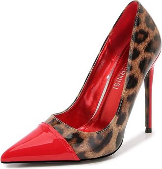 Generic Red,6.5 UK,Womens 4.7 Inch Pumps Pointy Closed Toe Stiletto High Heels Colorblock Work Party Wedding Dress Shoes