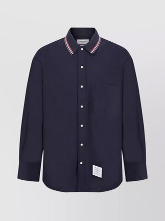 Thom Browne collar monochrome pattern oversize fit shirt with striped back
