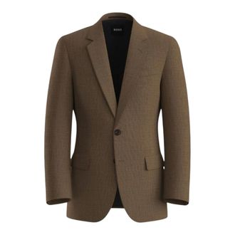 HUGO BOSS Kostuums, Heren, Bruin, M, Wol, Wool-blend Slim-fit Suit Jacket
