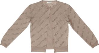 Balenciaga Beige Allover Logo Cotton Cardigan