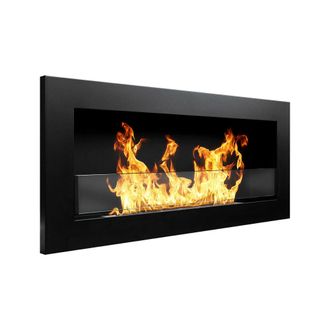 Dmora Chimenea De Bioetanol Dstacchin, Chimenea Ecol&oacute;gica, Hogar Sin Humo, Calefactor De Etanol, Made In Italy, 12x90 H40 Cm, Negro - Dmora