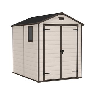 Dmora Dmora - Caseta De Jard&iacute;n Cranbrook, Cobertizo De Jard&iacute;n, Caseta De Jard&iacute;n, Trastero Para Herramientas, 186x237 H227 Cm, Beige