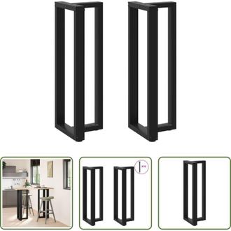 vidaXL Gambe in acciaio - Gambe per tavolo da bar a forma di T 2 pz nere 40x35x(110-111) cm in acciaio