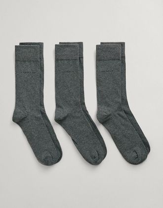 GANT Mens GANT Mens 3 Pack Soft Cotton Socks Charcoal Melange - Grey - Size: 11/10.5/10/9/9.5