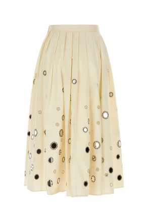 Prada Womens Cream Cotton Skirt Naturale Exterior: Gonne