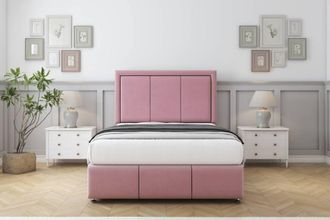 Comfort Beds Savoy Plush Divan Set 4 Drawers-26 Headboard-Footboard in Pink | Size: King