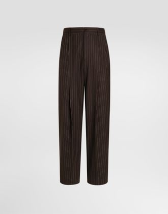 Dolce & Gabbana Pinstripe Wool Trousers - Man Pants And Shorts Multi-colored Wool 48