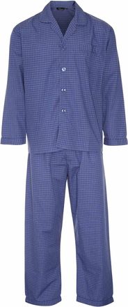 Champion Mens Long Sleeved Soft Woven Poly/Cotton Traditional Style Pyjamas Set in Blue or Navy Check. Sizes S M L XL XXL (L 42-44, Blue Check)