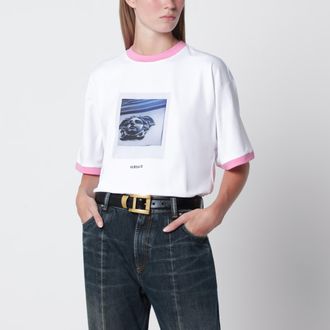 Versace T-shirt in jersey di cotone con stampa Medusa bianca