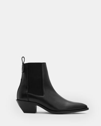 AllSaints Fox Pointed Western Leather Boots