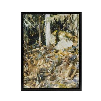 Artery8 Il Solitario The Hermit in the Forest Sargent Framed Canvas Wall Art | Size: W24 x H32