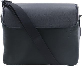 Louis Vuitton Ardoise Black Taiga Leather Nylon Canvas Shoulder Bag (Pre-Owned)