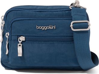 Baggallini Triple Zip Crossbody Bag with Wide Strap