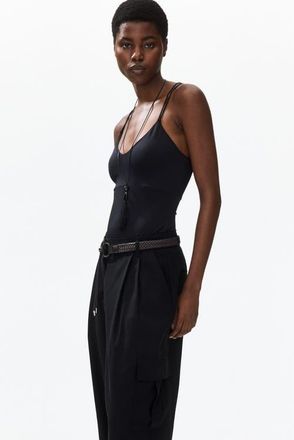 H&M Belted Barrel Trousers in Black at Nordstrom, Size 10