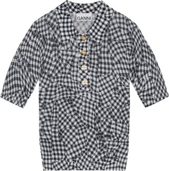 Ganni Top con motivo jacquard - Nero