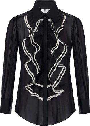 Elisabetta Franchi Camicia in georgette con ruches - Blouses & Shirts - Mujer - Negro - XL