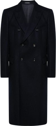Emporio Armani double-breasted coat - men - Polyester/Cotton/Virgin Wool/Acetate - 52 - Black