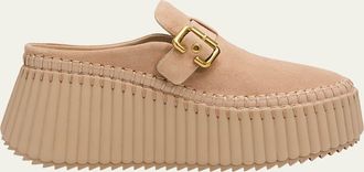 Chlo&eacute; 75mm Nama Suede Platform Clogs