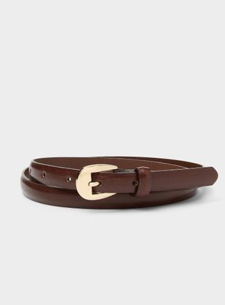 Simons Womens Golden D-buckle thin leather belt