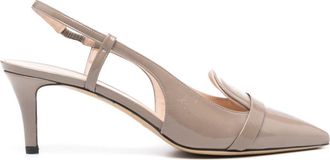 P.A.R.O.S.H. 70mm patent slingback pumps - women - Calf Leather/Calf Leather/Calf Leather - 36 - Neutrals