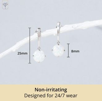 MAX + STONE 14k Yellow or White Gold 8mm Solitaire Gemstone Round Drop Dangle Earrings