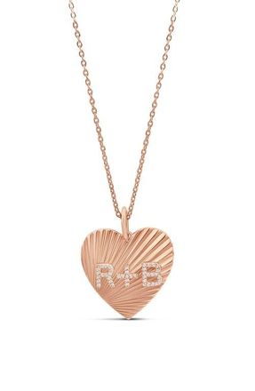 SHYMI Fluted Heart Initial Pendant Necklace in Rose at Nordstrom