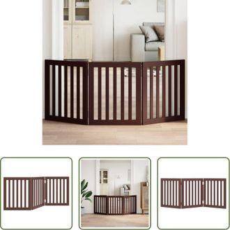 vidaXL Cancello per cani marrone - Cancello Cani Pieghevole 3 Pannelli Marrone 150cm Legno Pioppo