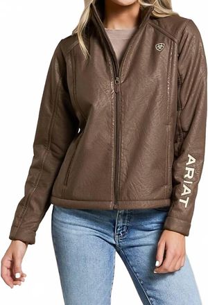 Ariat Softshell Faux Leather Jacket In Brown