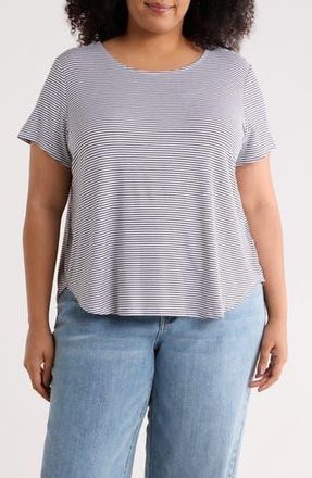 JANE + MERCER Stripe High-Low T-Shirt in Nightlife/White at Nordstrom Rack, Size 3 X