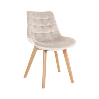 Clp Silla de comedor con asiento en Terciopelo Crema