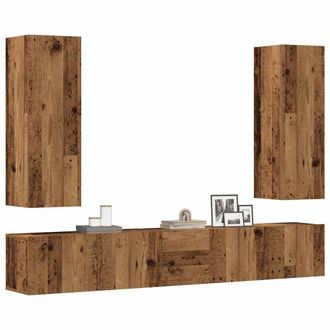 Berkfield Home Wall Mounted TV cabinets 5 pcs Old Wood Engineered Wood in Brown