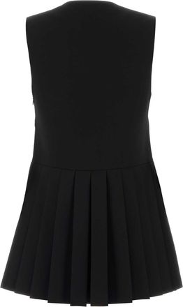 Jil Sander Womens Virgin Wool Pleated Bodysuit Black Bodysuits