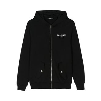 Balmain Logo Zip Hoodie - male - Balmain - Kids Sweatshirts - Black - 12 Y - Kids