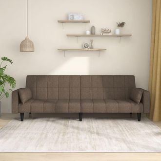 vidaXL Sof&aacute; Cama De 2 Plazas Con Dos Almohadas Tela Gris Taupe Vidaxl