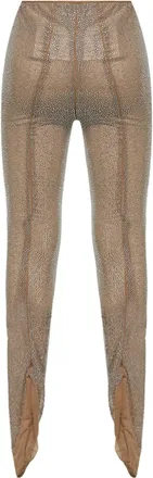 Giuseppe Di Morabito Womens Leggings Crystal-Embellished Beige Polyamide Trousers