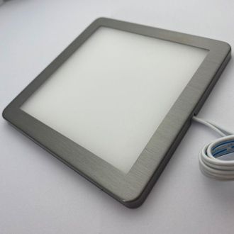 Loops 6x BRUSHED NICKEL Ultra-Slim Square Under Cabinet Kitchen Light & Driver Kit - Warm White Diffused LED in Metallics
