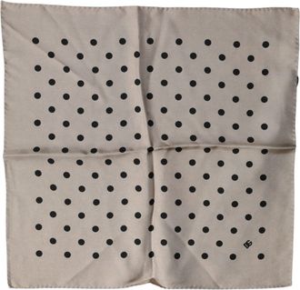 Dolce & Gabbana Brown Polka Dot Square Handkerchief Mens Scarf
