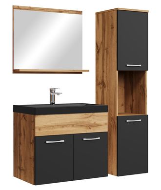 Badplaats Conjunto De Muebles De Ba&ntilde;o Montreal 60 X 35 Cm - Roble Con Negr